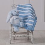 Personalised Jellycat blue bashful bunny and ziggle striped baby blanket gift set Birthday Gifts 3