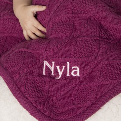 Ziggle personalised raspberry sherpa fleece baby blanket Personalised Baby Gift Offers and Sale 2