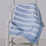 Ziggle personalised blue stripe cotton knitted baby blanket Christmas Gifts 3