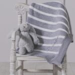 Ziggle personalised grey stripe cotton knitted baby blanket Christmas Gifts 4