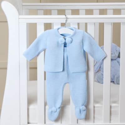 Dandelion blue personalised knitted jacket and leggings set Baby Wear 2