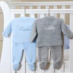 Dandelion blue personalised knitted jacket and leggings set Baby Wear 9