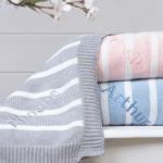 Ziggle personalised grey stripe cotton knitted baby blanket Christmas Gifts 6