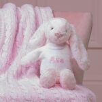 Personalised Jellycat pink bashful bunny and ziggle striped baby blanket gift set Birthday Gifts 6