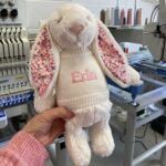 Personalised Jellycat cream cherry blossom bunny soft toy Baby Shower Gifts 3