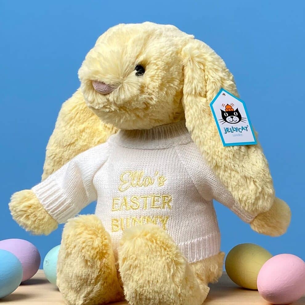 Personalised Jellycat Pale Blue Bashful Easter Bunny Soft Toy | That's Mine