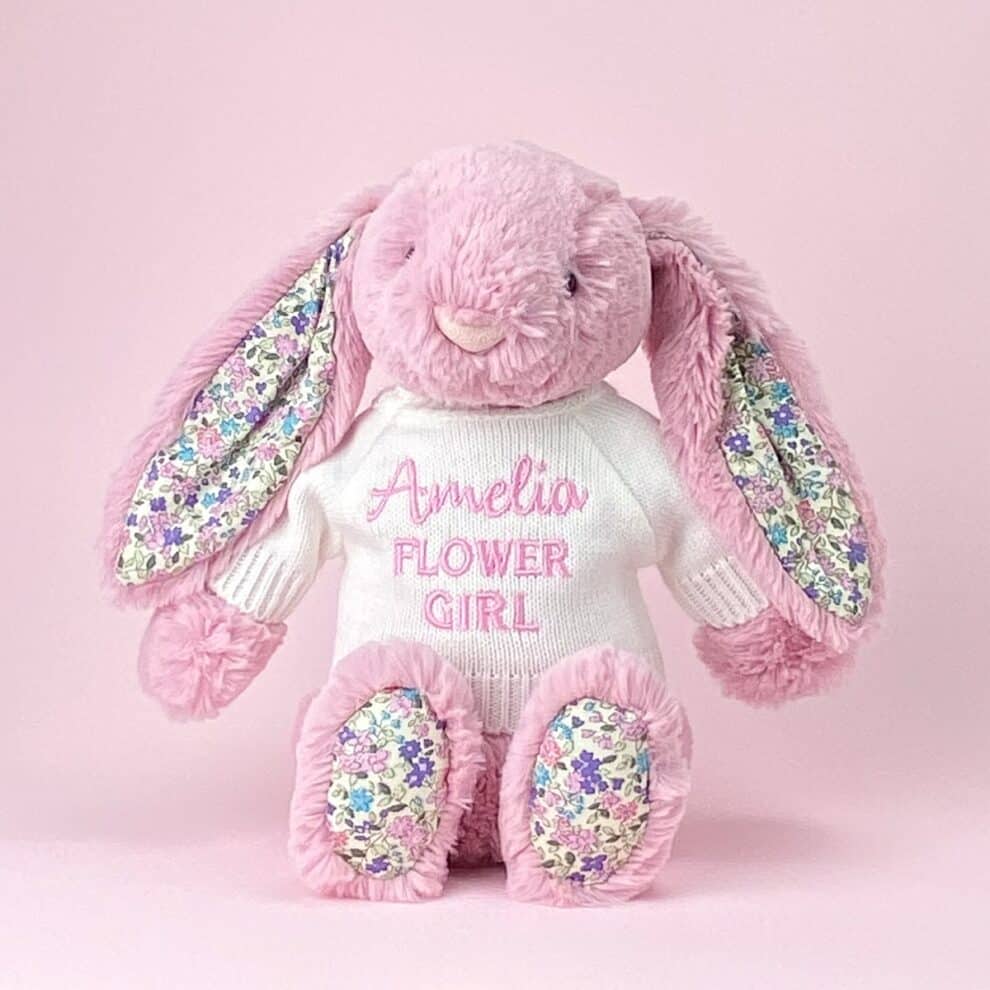 Jellycat Medium Silver Flower Girl Bunny | That's Mine Personalised ...