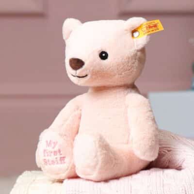 Personalised My First Steiff cuddly friends teddy bear pink soft toy Baby Shower Gifts 2