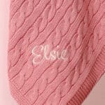 Toffee Moon personalised blush pink luxury cable baby blanket Birthday Gifts 4