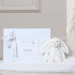 Toffee Moon personalised cream, glacier grey, hound grey luxury cable baby blanket Birthday Gifts 9