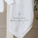 Personalised Toffee Moon white pointelle christening baptism blanket with cross Christening Gifts 3