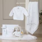 Personalised Toffee Moon white pointelle christening baptism blanket with cross Christening Gifts 6