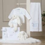 Personalised Toffee Moon christening baptism white star baby cardigan with cross Christening Gifts 5