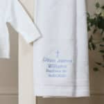 Personalised Toffee Moon white star christening baptism blanket with cross Christening Gifts 3