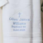 Personalised Toffee Moon white star christening baptism blanket with cross Christening Gifts 4