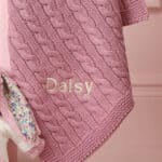 Personalised Toffee Moon luxury dawn pink cable baby blanket and tulip Jellycat blossom bunny Blankets 5