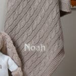 Personalised Toffee Moon luxury fudge cable baby blanket and beige Jellycat bashful bunny Baby Shower Gifts 5