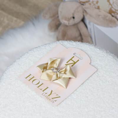 Hollyz gold satin bow hair clip For Children