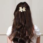 Hollyz gold satin bow hair clip For Children 7