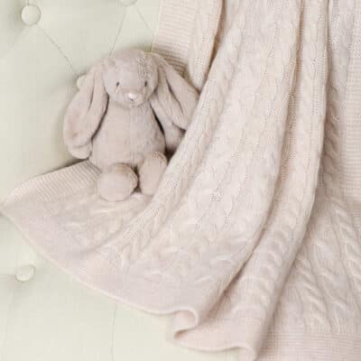 Hollyz personalised luxury pure cashmere beige baby blanket Blankets