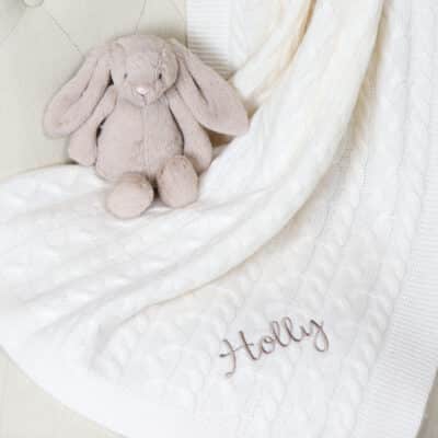 Hollyz personalised luxury pure cashmere cream baby blanket Baby Cashmere 2