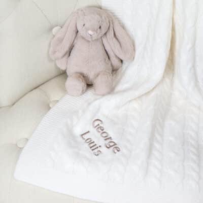 Hollyz personalised luxury pure cashmere cream baby blanket Baby Cashmere 3