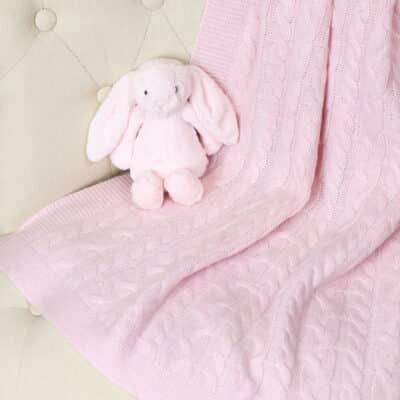 Hollyz personalised luxury pure cashmere pink baby blanket Baby Cashmere