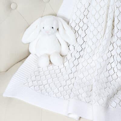 Hollyz personalised ivory diamond cellular cotton baby blanket Blankets