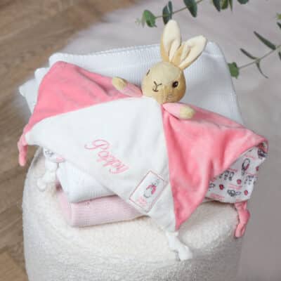 Flopsy bunny personalised pink baby comfort blanket Comforters and Soothers