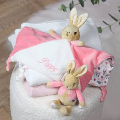 Flopsy bunny personalised pink baby comfort blanket Comforters and Soothers 2