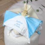 Peter rabbit personalised blue baby comfort blanket Comforters and Soothers 3