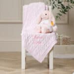 Personalised My First Steiff pink rabbit and Toffee Moon luxury cable blanket gift set Blankets 6