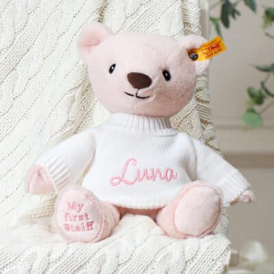 Personalised My First Steiff cuddly friends teddy bear pink soft toy Personalised Teddy Bears