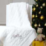 Hollyz personalised baby’s first Christmas luxury pure cashmere cream baby blanket Baby Cashmere 3