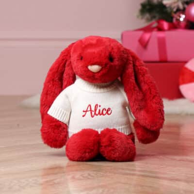 Personalised Jellycat medium bashful luxe Scarlett Christmas bunny Personalised Soft Toys