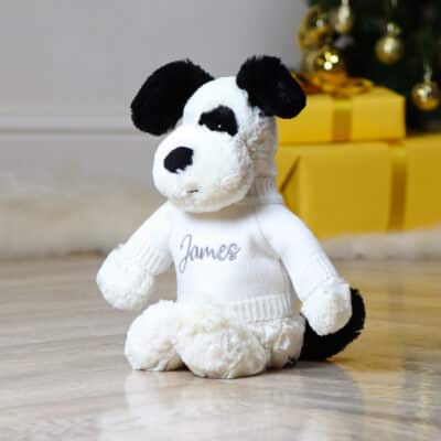 Personalised Jellycat Bashful black and cream puppy soft toy Personalised Soft Toys 2