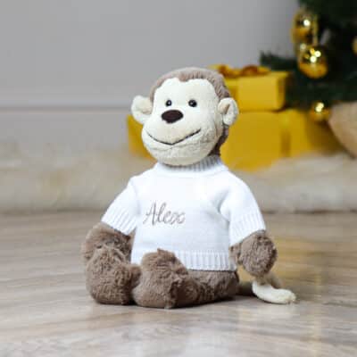 Personalised Jellycat beige bashful monkey soft toy Personalised Soft Toys 2