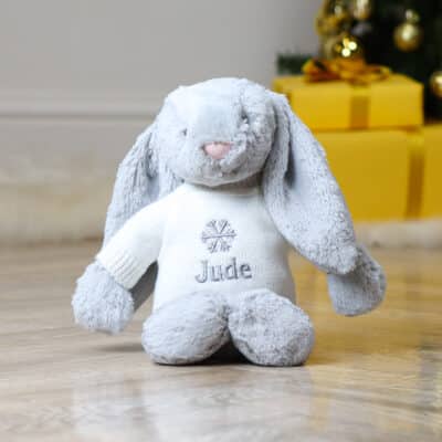 Personalised Jellycat Christmas snowflake silver bashful bunny Personalised Soft Toys