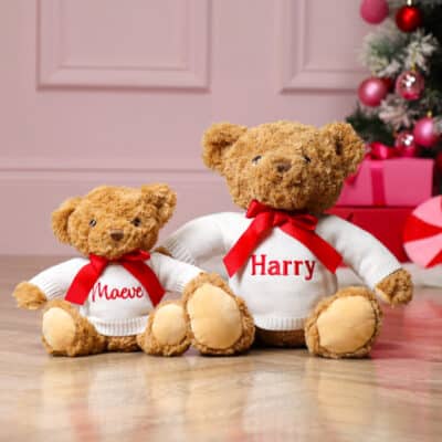 Personalised keeleco recycled Christmas teddy bear soft toy in small or large Christmas Gifts