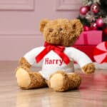 Personalised keeleco recycled Christmas teddy bear soft toy in small or large Christmas Gifts 4