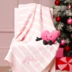 Ziggle personalised pink stripe cotton knitted baby blanket Christmas Gifts 3