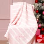 Ziggle personalised pink stripe cotton knitted baby blanket Christmas Gifts 4