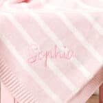 Ziggle personalised pink stripe cotton knitted baby blanket Christmas Gifts 6