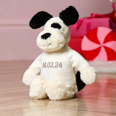 Personalised Jellycat medium bashful soft toys with date jumpers Christmas Gifts