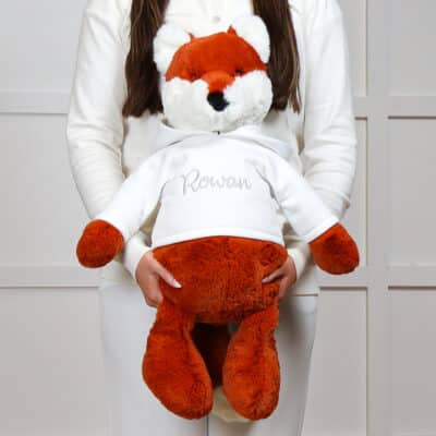 Personalised Jellycat HUGE bashful fox cub soft toy with white hoodie Christmas Gifts 2