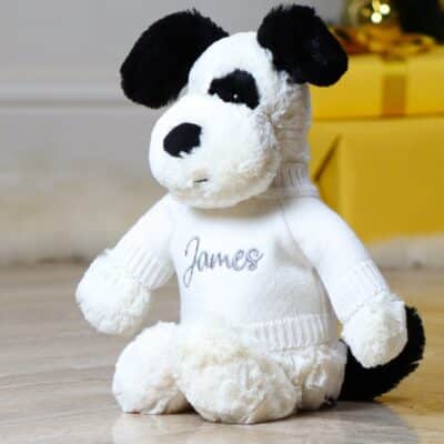 Personalised Jellycat Bashful black and cream puppy soft toy Personalised Soft Toys 2