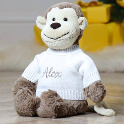 Personalised Jellycat beige bashful monkey soft toy Personalised Soft Toys 2