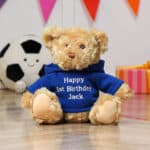 Personalised Keeleco medium Dougie bear with blue hoodie Birthday Gifts 3