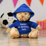 Personalised Keeleco medium Dougie bear with blue hoodie Birthday Gifts 4