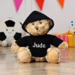 Personalised Keeleco medium Dougie bear with black hoodie Birthday Gifts 4